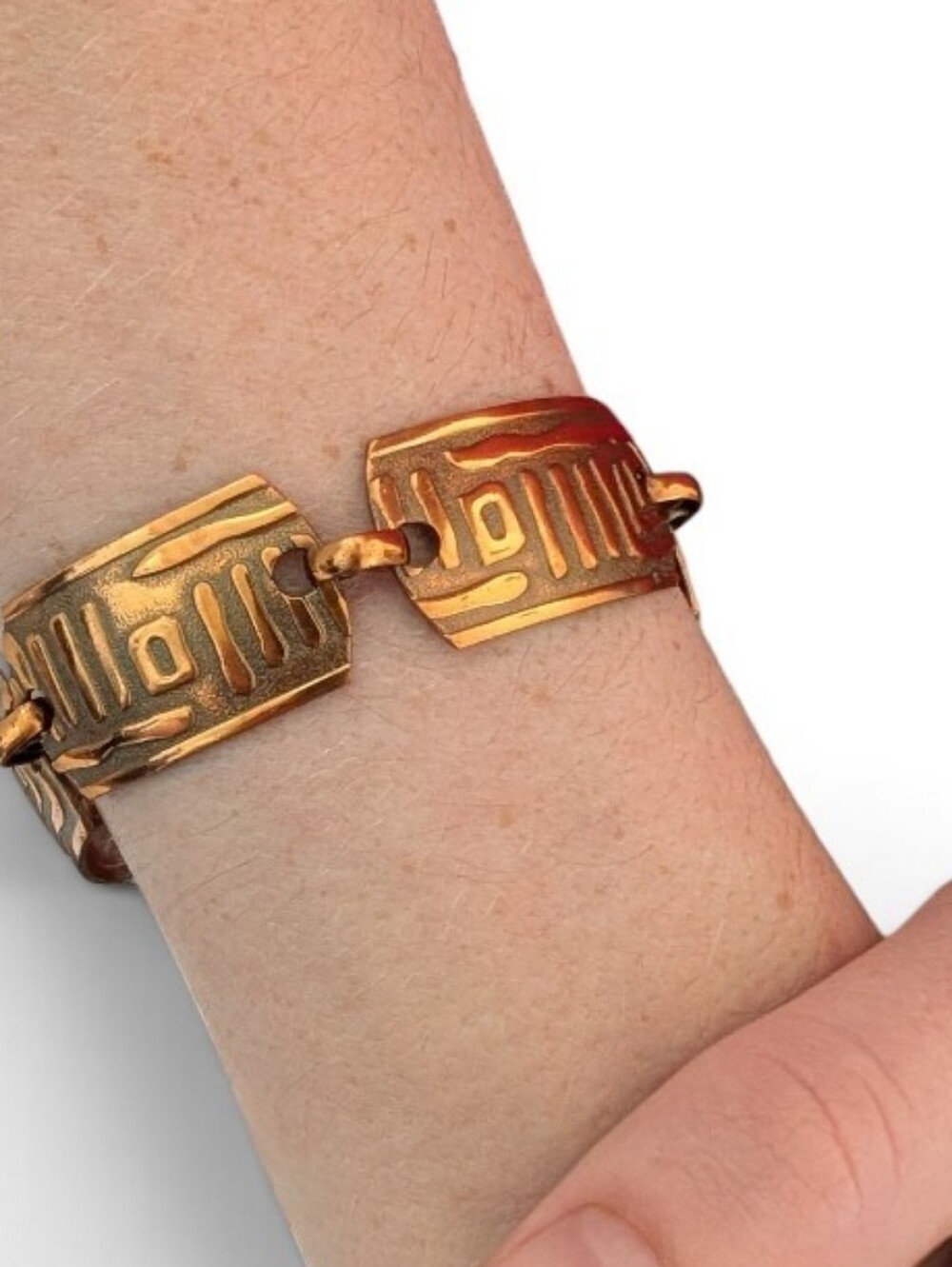 Etched Pure Copper Link Bracelet